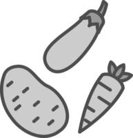 vegetales línea lleno escala de grises icono diseño vector