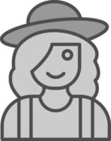 Farmer Female Line Filled Greyscale Icon Design vector