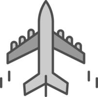 avión línea lleno escala de grises icono diseño vector