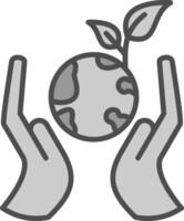 Healthy Earth Line Filled Greyscale Icon Design vector