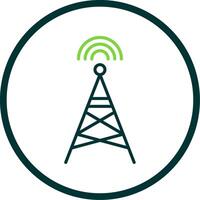 Radio Tower Line Circle Icon Design vector