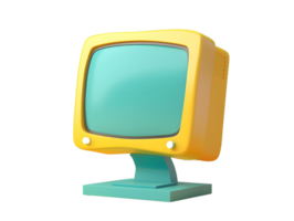 vintage computer cube monitor, 3d element illustration png