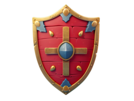 cute red war shield, 3d element illustration for game png