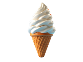 White ice cream with cone, 3d element illustration png