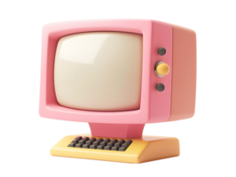 vintage Rosa computador monitor, 3d elemento ilustração png