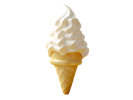 derretido branco gelo creme cone, 3d elemento ilustração png