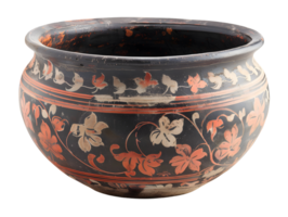 empty old pot with floral motifs png