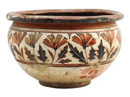 old terracotta pot with floral motifs png