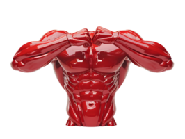 bodybuilder muscular red body, 3d illustration element png