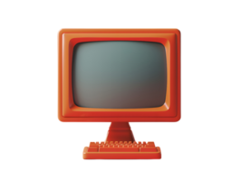 cube computer monitor with keyboard, 3d element illustration png