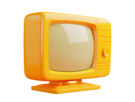 vintage yellow computer monitor, 3d element illustration png