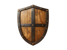 classic wooden war shield, 3d element illustration png