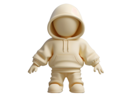 3d mini character wearing smooth white color hoodie png