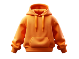 slät orange luvtröja, 3d illustration png