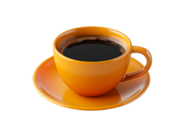 zwart koffie in oranje beker, 3d element illustratie png