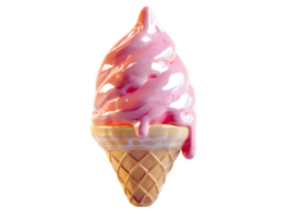 Fresco Derretido rosado hielo crema cono, 3d elemento ilustración png