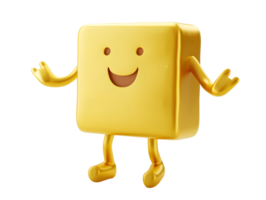 golden textured box happy 3d character png