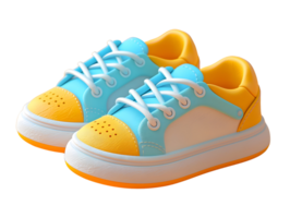 Yellow white and blue sneakers, 3D element design png