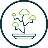 Bonsai Line Circle Icon Design vector