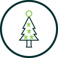 Christmas Tree Line Circle Icon Design vector