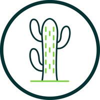 Cacti Line Circle Icon Design vector