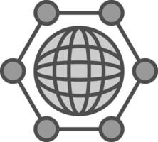 Global Snchronzation Line Filled Greyscale Icon Design vector