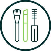 Makeup Brushes Line Circle Icon Design vector