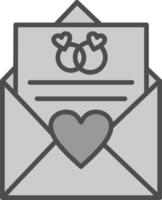 Boda invitación línea lleno escala de grises icono diseño vector