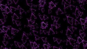 Hundred triangel magenta and puple element dimension rotating abstract black background video