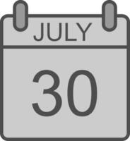 July Line Filled Greyscale Icon Design vector