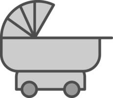 Pram Line Filled Greyscale Icon Design vector