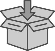 abierto caja línea lleno escala de grises icono diseño vector