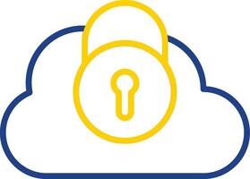 Security Castle Cloud Line Two Colour Icon Design vector