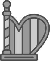 Harp Line Filled Greyscale Icon Design vector