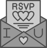 rsvp línea lleno escala de grises icono diseño vector