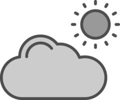 nube línea lleno escala de grises icono diseño vector