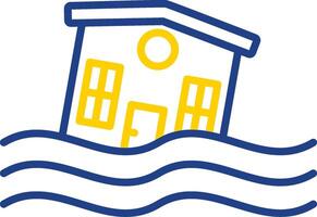Flooded House Line Two Colour Icon Design vector