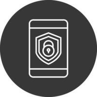 seguridad móvil bloquear línea invertido icono diseño vector