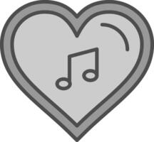 Heart Line Filled Greyscale Icon Design vector