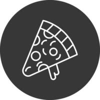 Pizza rebanada línea invertido icono diseño vector