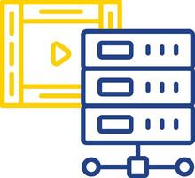 multimedia base de datos línea dos color icono diseño vector