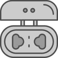 auriculares línea lleno escala de grises icono diseño vector