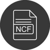 ncf archivo formato línea invertido icono diseño vector
