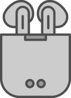 Earbuds Line Filled Greyscale Icon Design vector