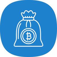 Bitcoin Bag Line Curve Icon Design vector