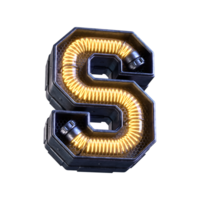 3d calligraphic neon light letter S png