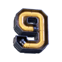 3d número neón ligero 9 9 png