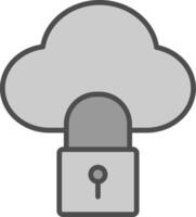 Cloud Lock Line Filled Greyscale Icon Design vector