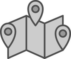 mapa línea lleno escala de grises icono diseño vector