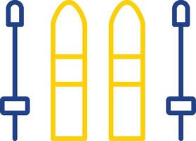 esquiar línea dos color icono diseño vector
